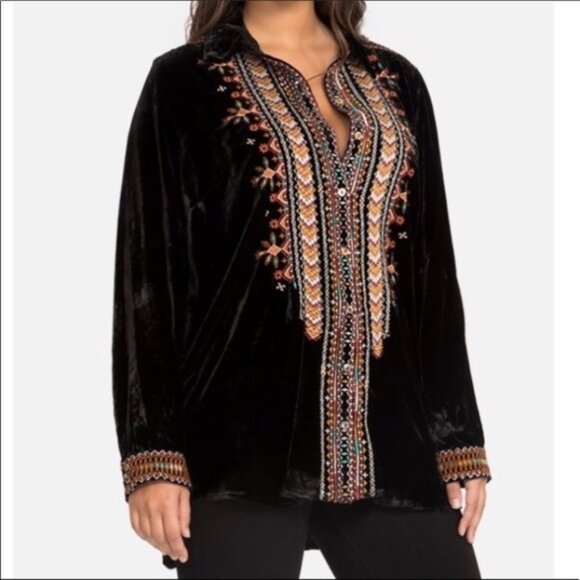 - Johnny Was CHIRI VELVET TUNIC SHIRT XXL - Picture 3 of 7